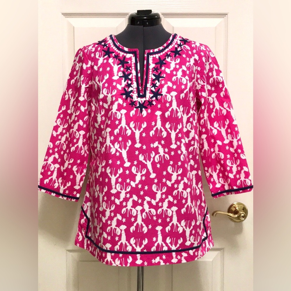 Talbots Lobster Print Tunic Top